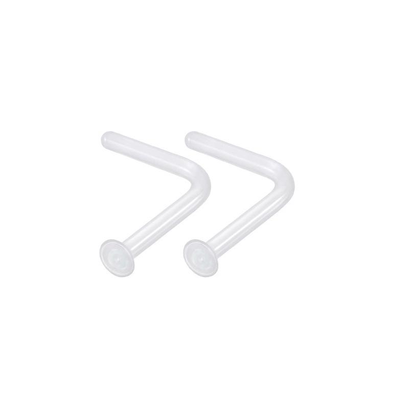 Transparent C-Shaped & L-Shaped Curved Glass Nose Rings - Invisible Piercing Jewelry