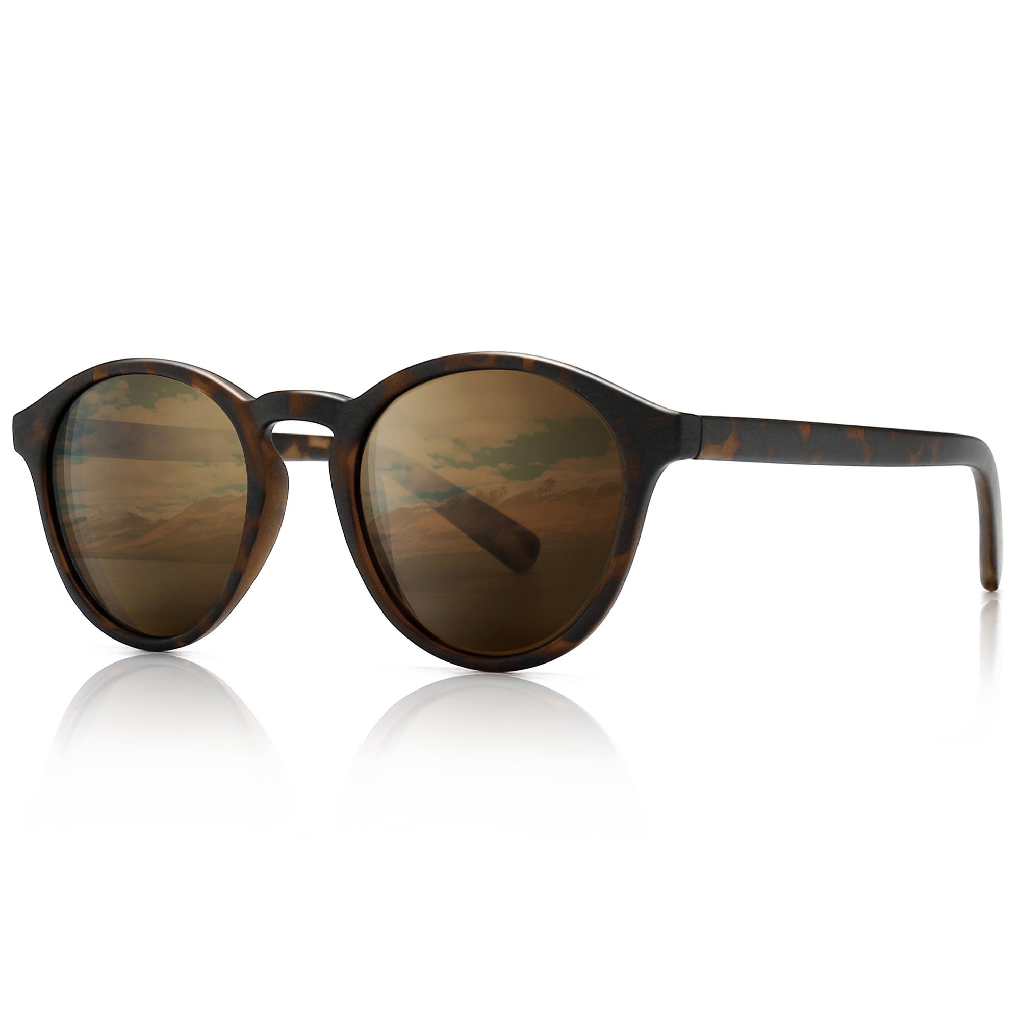

Classic Vintage Round Polarized Sunglasses Retro Style UV400 Frame SGT166HPKC JP [SUNGAIT] Women s Men s (Amber (Matte Finish)/Brown Lens)