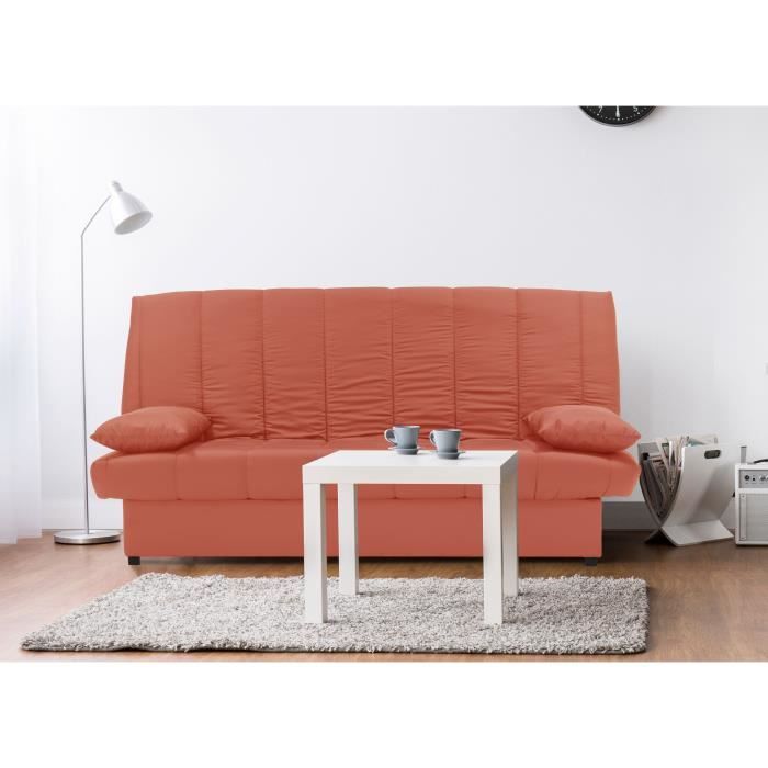 3-seater Sofa Bed - 100% Cotton Terracotta Fabric - Contemporary Style - L 190 X D 92 Cm - MILA