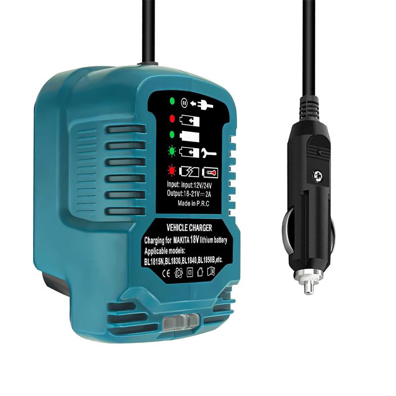Portable Vehicle Charger for Makita 18V Li-ion Battery, Replacement Compact DC 12V/24V Car Charger With LED Indicator for Makita