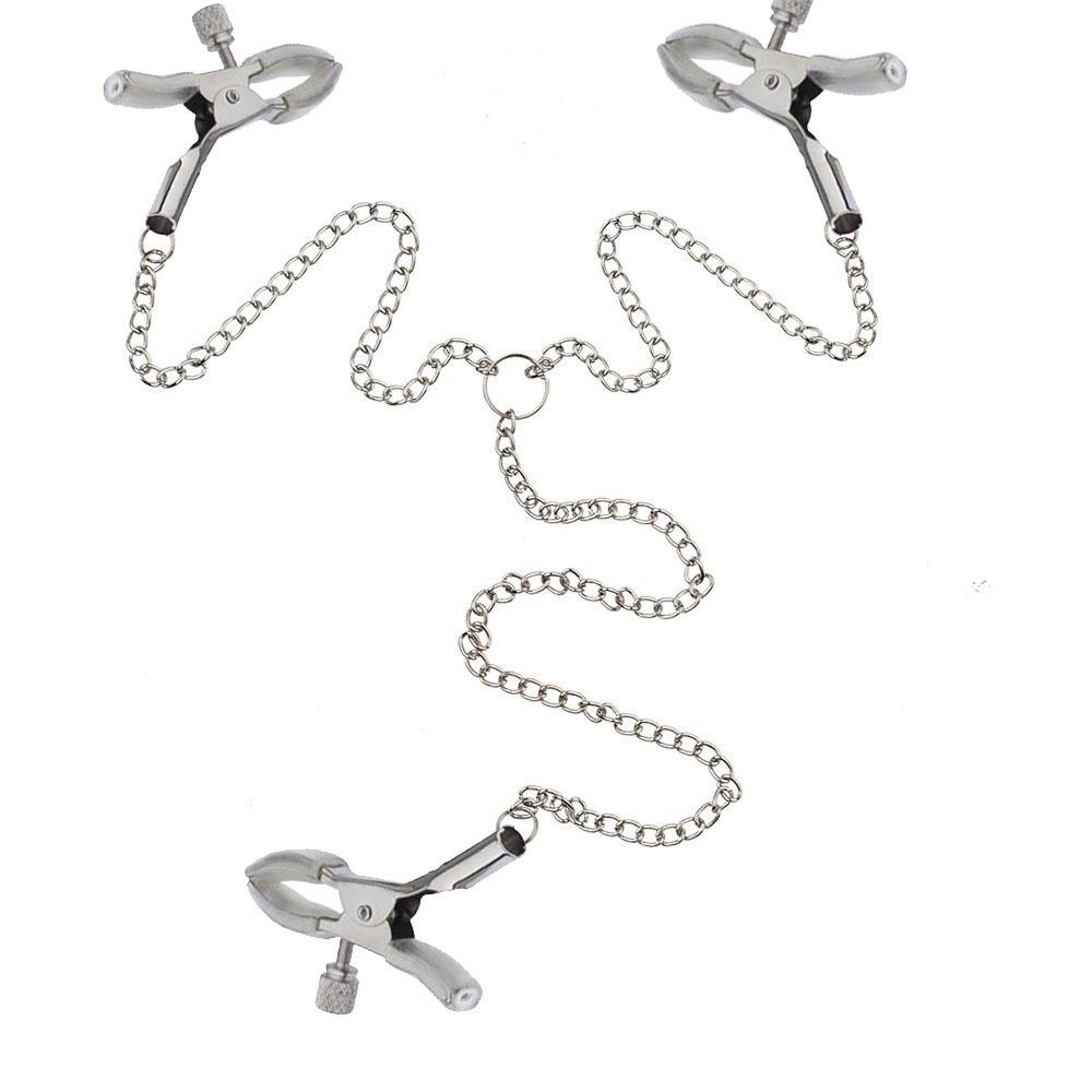 Adult Supplies I-Shaped Nipple Clamp Sexy Nipple Clamp Clitoral G-Spot Chain Clip Regular Three-Head Four-Head I-Shaped Clip