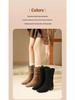 Martin Suede Petite Women's Hidden Heel Slouch Boots - New for Autumn/Winter 2025, High Heel Mid-Calf Short Boots