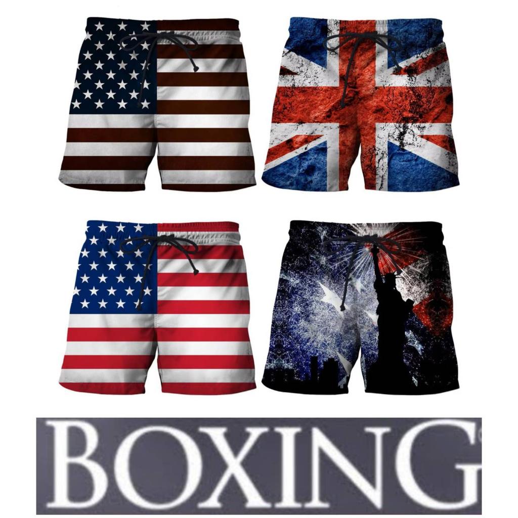 Boxshorts Hose USA Amerika UK Britische Flagge 3D-Druck Training MMA Unisex Herren Damen Schnelltrocknend Fitness Studio Sport Workout Lässig Streetwear