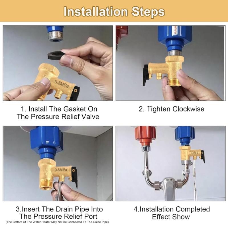 Mosazné přetlakové ventily 0,8 MPa, závity 1/2 palce, antikorozní, automatické uvolňování, bezpečnostní ventily pro kotlové systémy