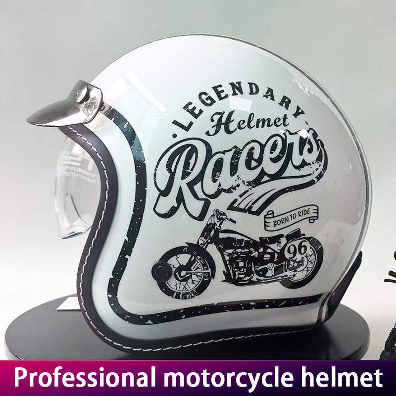 Unisex Retro Three-Quarter Motorcycle Helmet for All Seasons Universal Half Helmet Vintage Style Cruising Motorcycle Headgear