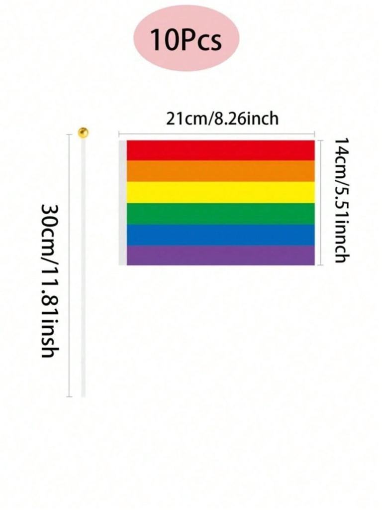 Home Party Supplies Hand Wave Rainbow Pull Flag LGBT Rainbow Flag 10pcs1set