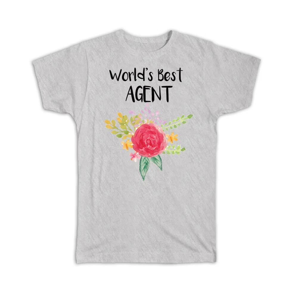 Gift T-Shirt : Worlds Best Agent Work Job Cute Flower Christmas Birthday XL