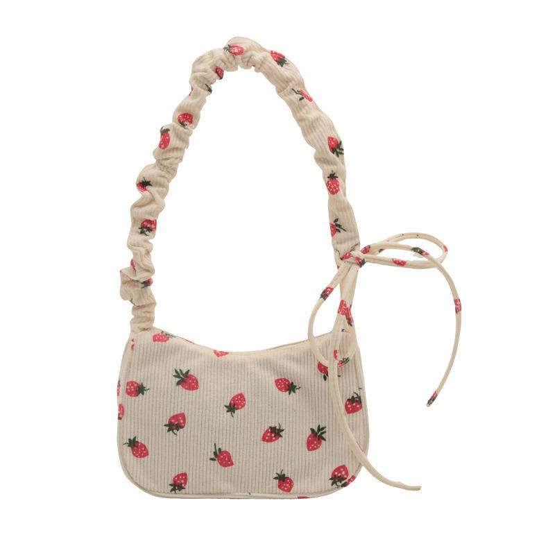 Cute strawberry women's bag women's new trendy versatile underarm bag fashionable high-end textured shoulder bag