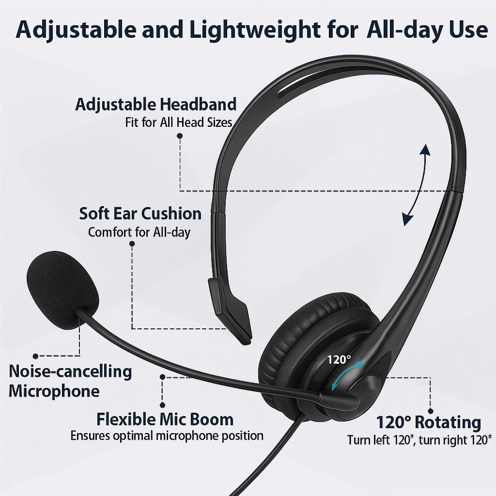 Over Ear Design Overhead Headset Noise Cancelling Unilateral Call Earphones Walkie Talkie Headset
