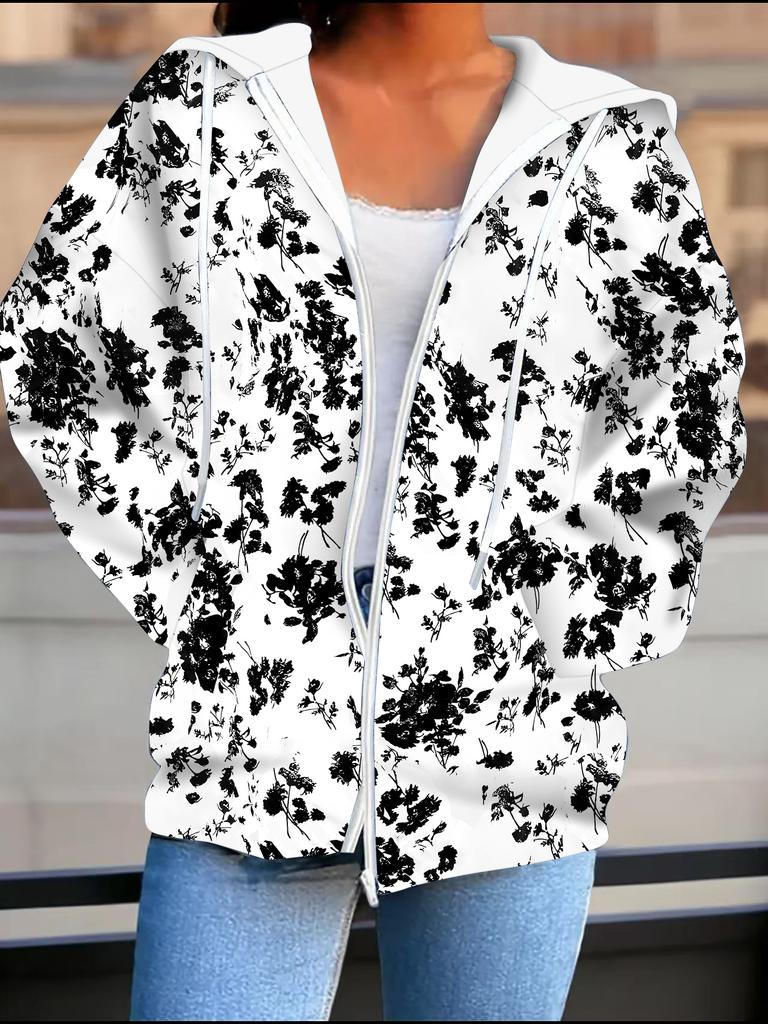 Vintage Pattern 3D Printed Hooded Cardigan Plus Size Autumn Winter Retro