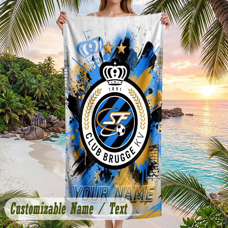 Beach Towel Club Brugge FC Print Custom Name Text Soft Towel for Swimming Pool