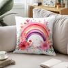 Pink Watercolor Flower Pillowcase Soft Plush Decor Cartoon Floral Plant Cushion Cover For Sofa Home Children Room Pillow Case