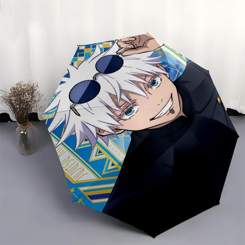 1pc Jujutsu Kaisen Satoru Gojo Inspired Umbrella Auto Open Close Folding Design, 8-Bone Iron Frame Outdoor Umbrella, Festival Gift for Fans, Travelers