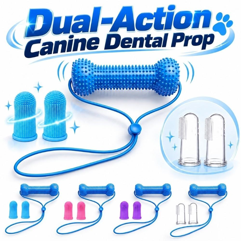 PVC Dual-Action Canine Dental Prop With Silicone Toothbrush Dog Toothbrushing Toy Pet Oral Care