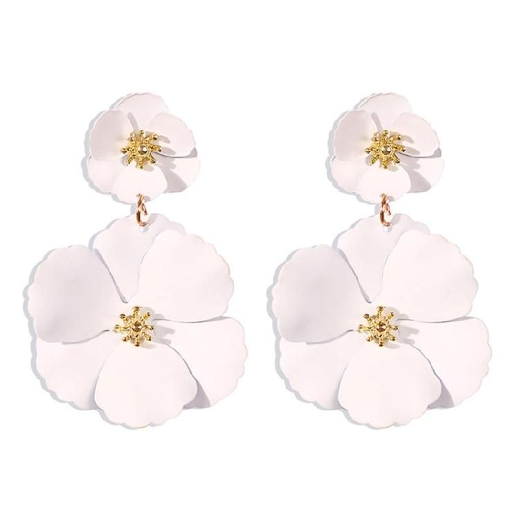 Eye Catching Woman Studs Earrings Flower Pendant Earrings Colorful Ear Jewelry Iron Texture for Matching Fashion Outfits
