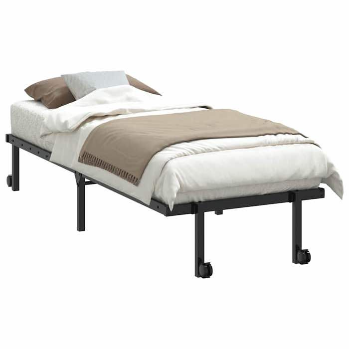 VidaXL Cadre de lit sans matelas pliable noir 80x200 cm acier, cadre de lit en métal, cadre de lit pliable, sommier, cadre 4103958