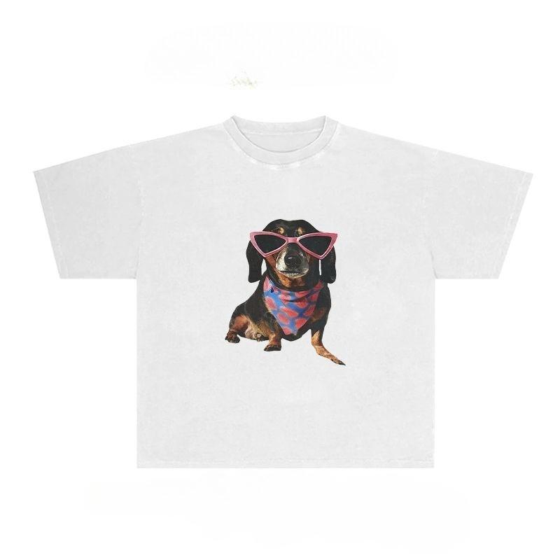 Anime Kawaii Dachshund Men Women Autumn T-Shirt Harajuku Vintage Short Sleeve Loose Casual Fitness Comfortable Y2k Top