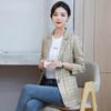 Plaid Blazer Female British Casual  Suit Spring  Office Lady Single Button Blazer  Fashion Women's Suit Lattice Jacket