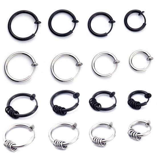 1Pc Unisex Cool Earring Round Non Ear Piercing Hoop Earring Clip