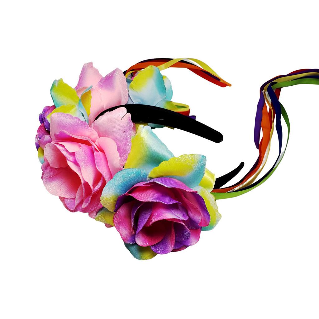 Regenbogenquasten-Blumen-Haarschmuck Party Halloween Braut-Haarreif mit Quasten für Live-Shows und Rollenspiele