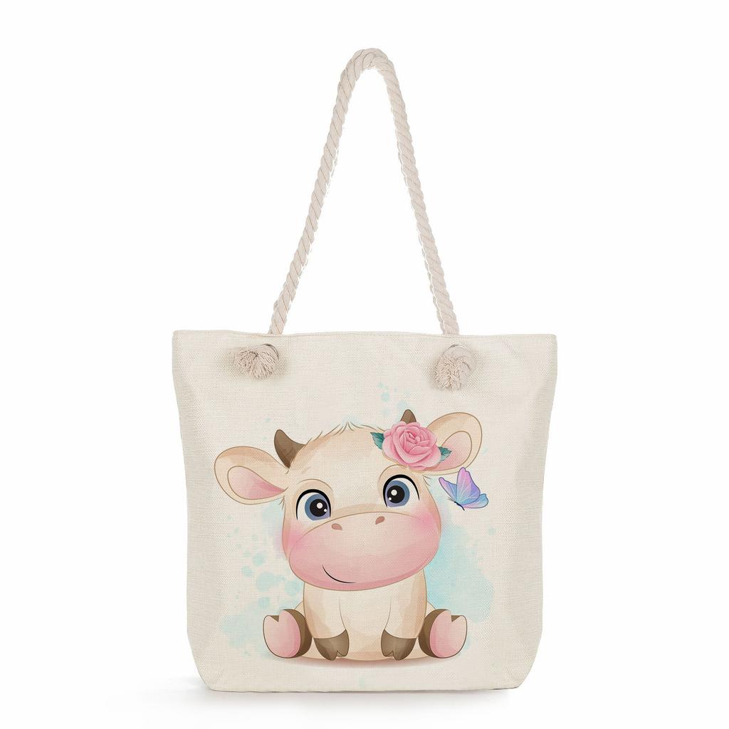 Animal print thick rope single-shoulder beach bag 7286 CLE