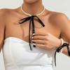 Accessories, Retro French Court Pearl Neck Chain, Simple Diy Flannel Bow Necklace With Temperament
