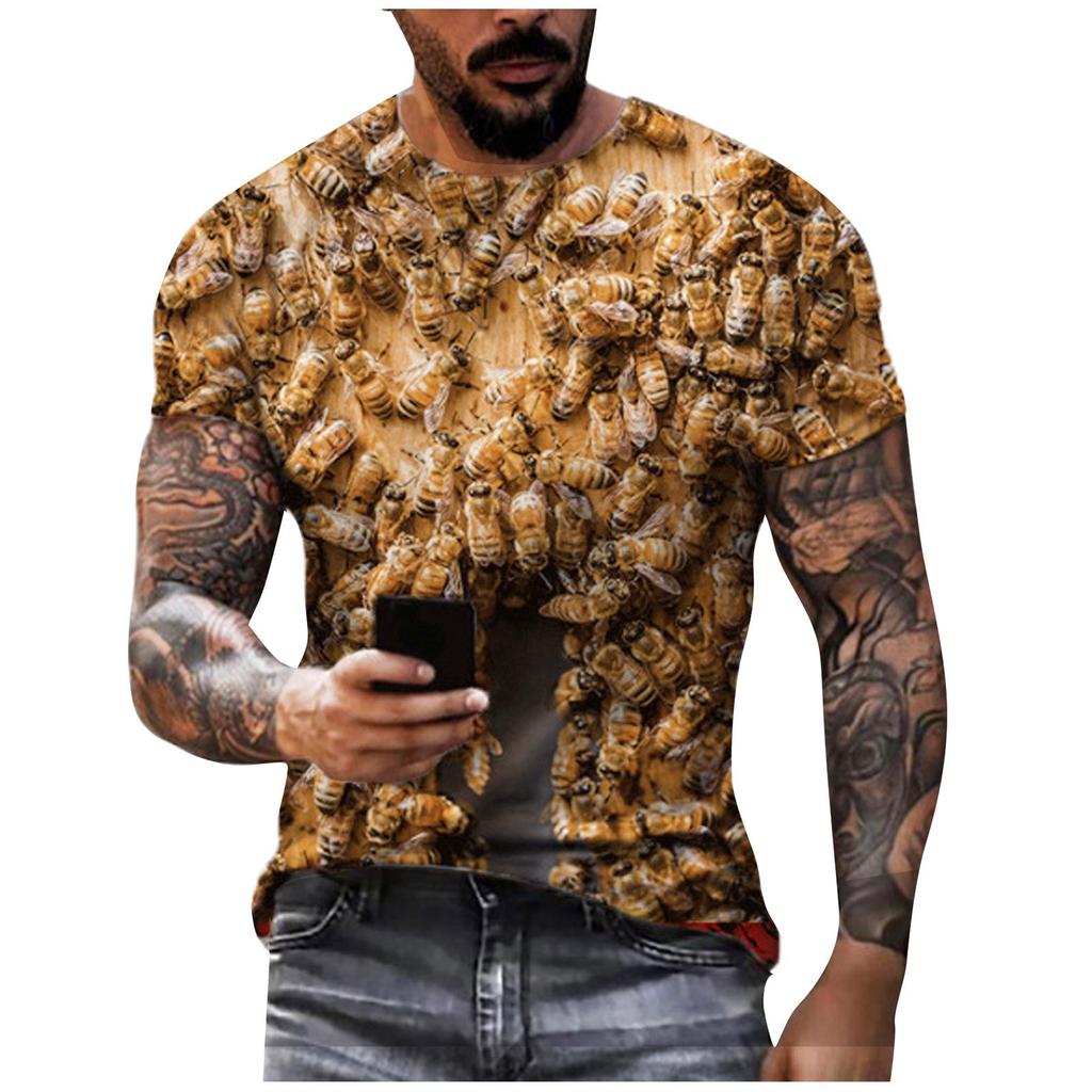Men'S T-Shirt Short Sleeve Printed Summer Round Neck Top Trend Casual Sweatshirt
