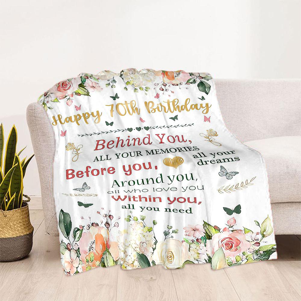 Happy 60th Birthday Sunflower flannel,Lightweight,Flannel Blanket,Comfortable Blanket, Sofa Blanket, Gift blankets,Holiday Gift Blanket Blankets