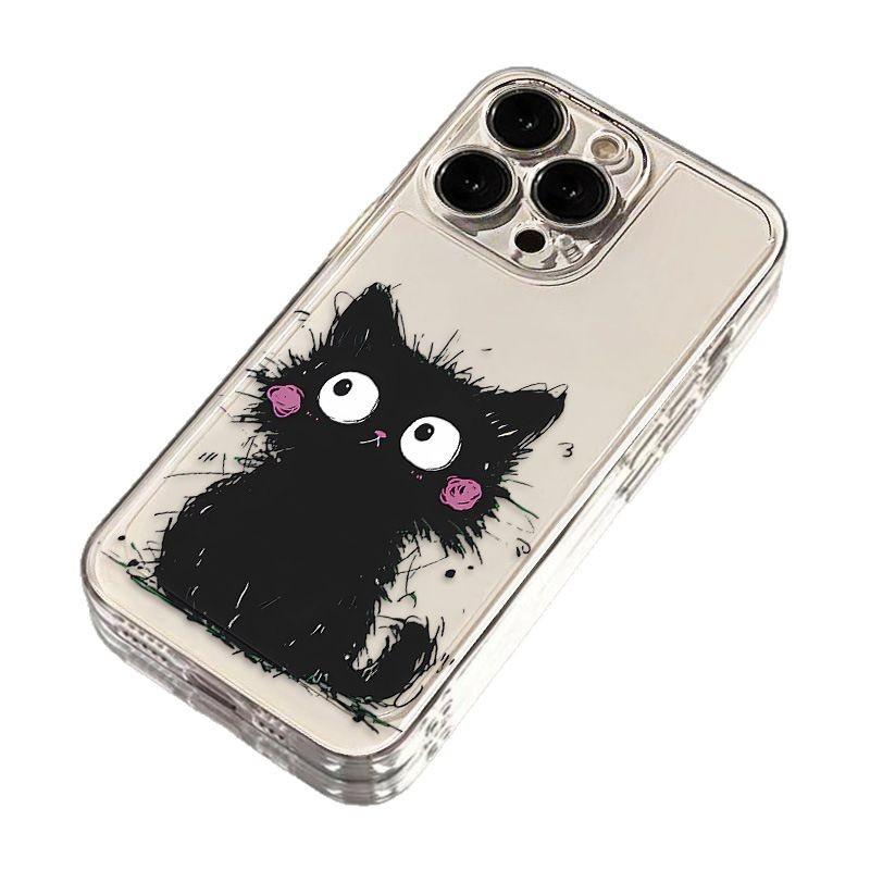Applicable to iPhone17 creative cute little black cat space phone case Apple 16promax soft case 14/13 generation
