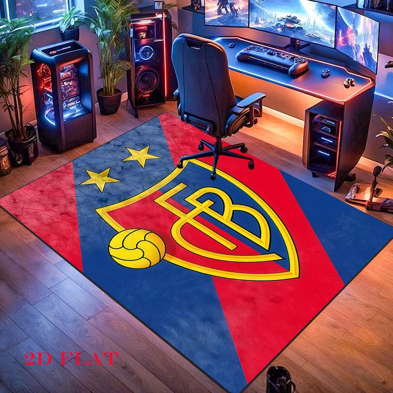 FC Basel 1893 Teppich für Wohnzimmer Schlafzimmer Zuhause Sofadekoration, Rutschfeste Bodenmatte für Kinder