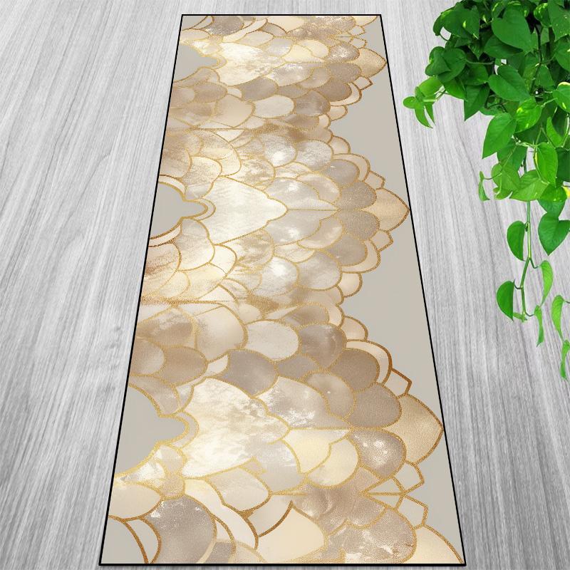 Europäischer Stil Luxus Gold Flur Teppich Mode Dekoration Heim Durchgangsteppiche Rutschfest Langer Teppichläufer Anpassbar