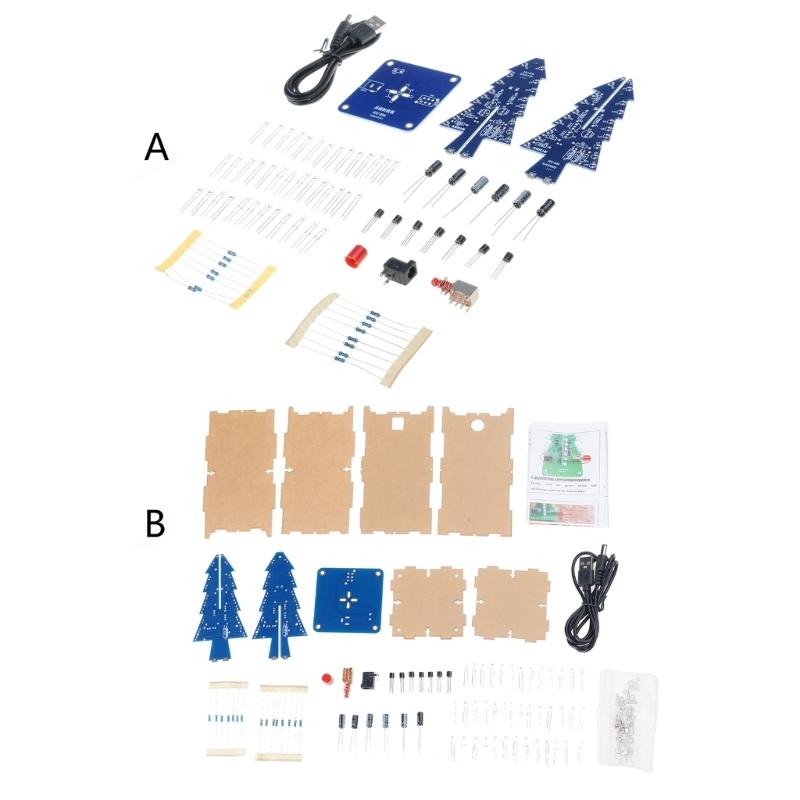 Colorful 3D Christmas Tree Led DIY Kit, Colorful Flash RGB LED Circuit Electronic Assemble Funny Kit, STEM Project