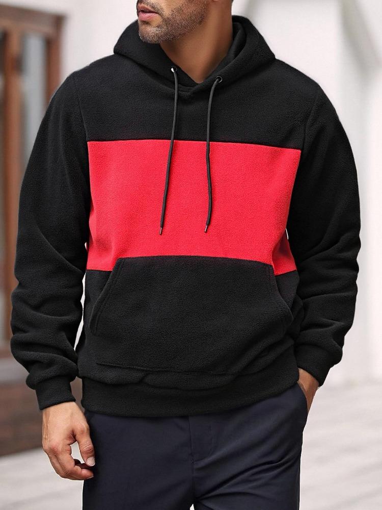 Autumn Winter Men's Fashionable Colour Blocking Sweater Outdoor Casual Sports Hooded  Moisture Wicking Comfortable Skin-friendly Breathable Tops