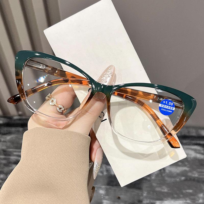 Anti Blue Light Cat Eye Reading Glasses Presbyopia Hyperopia Women Computer Eyewear Spring Legs Eyeglasses +1.0 +1.5 +2.0 +2.5
