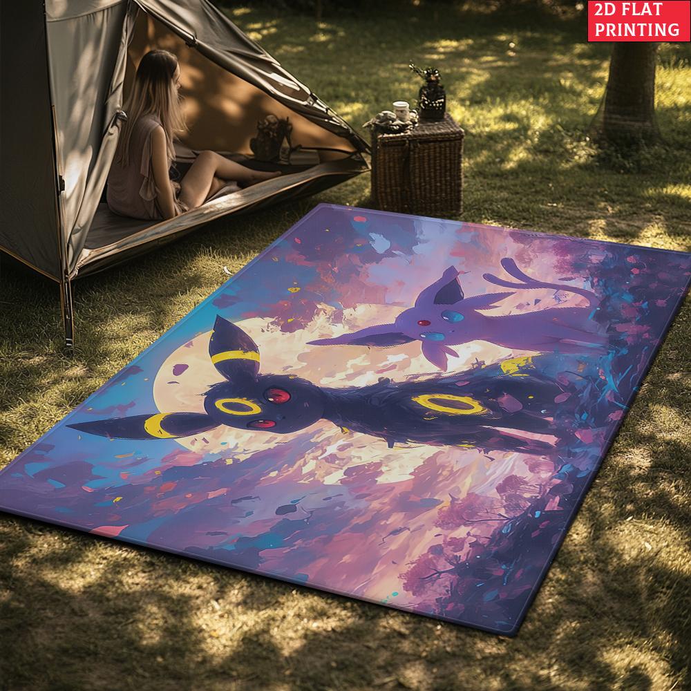 Anime Style Moon & Psychic Fox Area Rug Non Slip Soft Floor Mat For Gaming Room Living Room Bedroom Decor Washable Carpet
