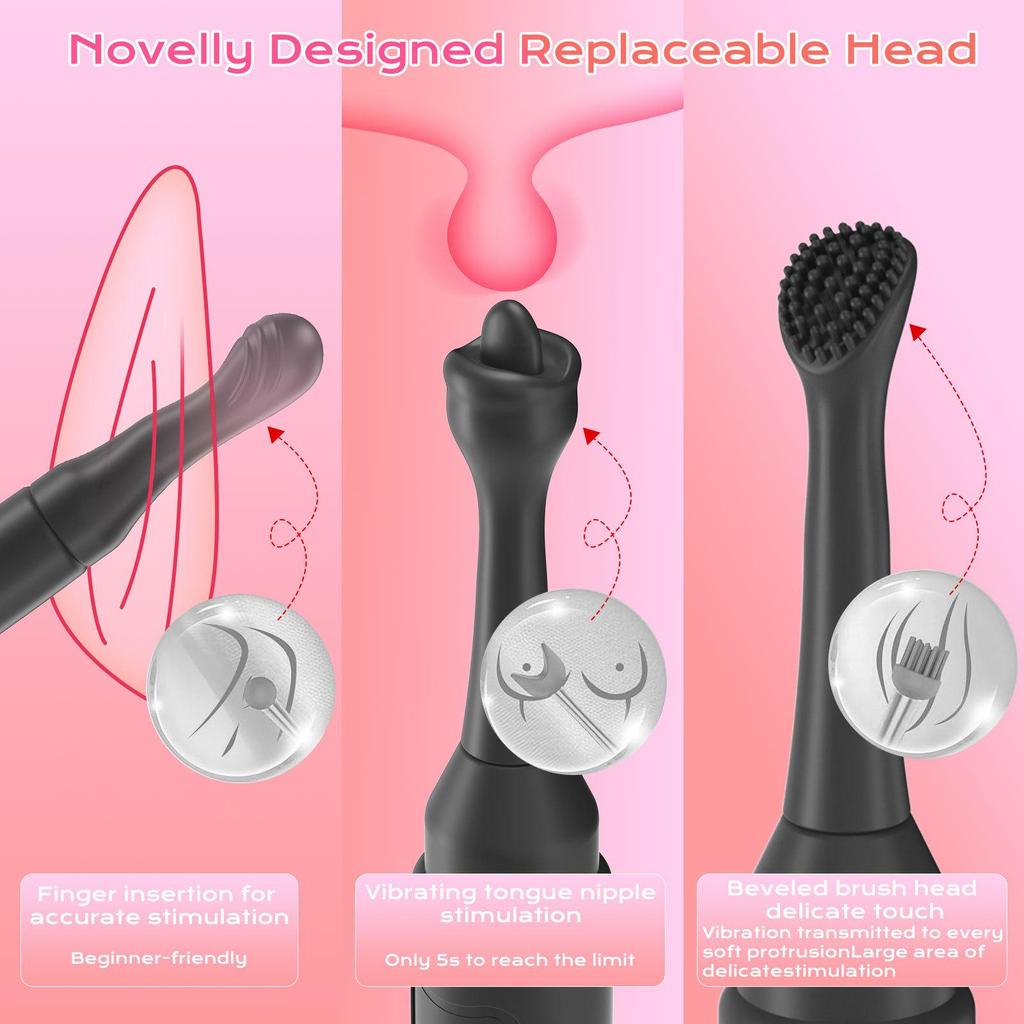 Silicone G-Spot Vibrating Pen Set with Replaceable Head - 10 Frequencies for Female Stimulation.