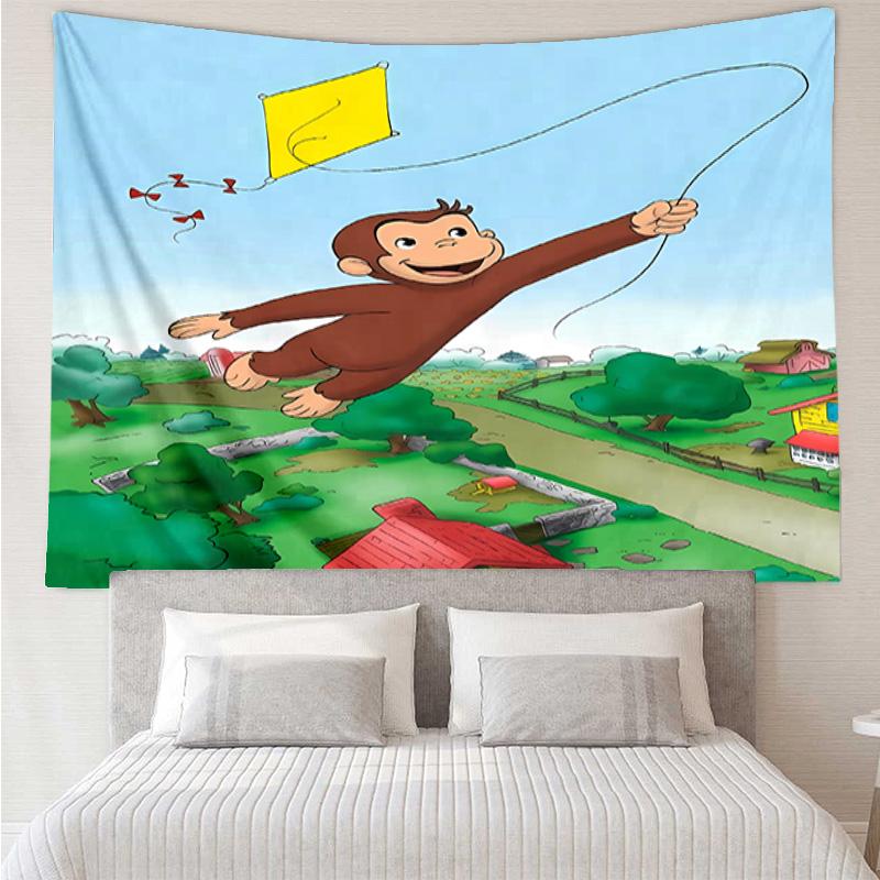 Curious George1 Tapestry for Bedroom Aesthetic Classroom Tapestries Wall Hanging for Living Room Dorm Office,Ideal Creative Gift