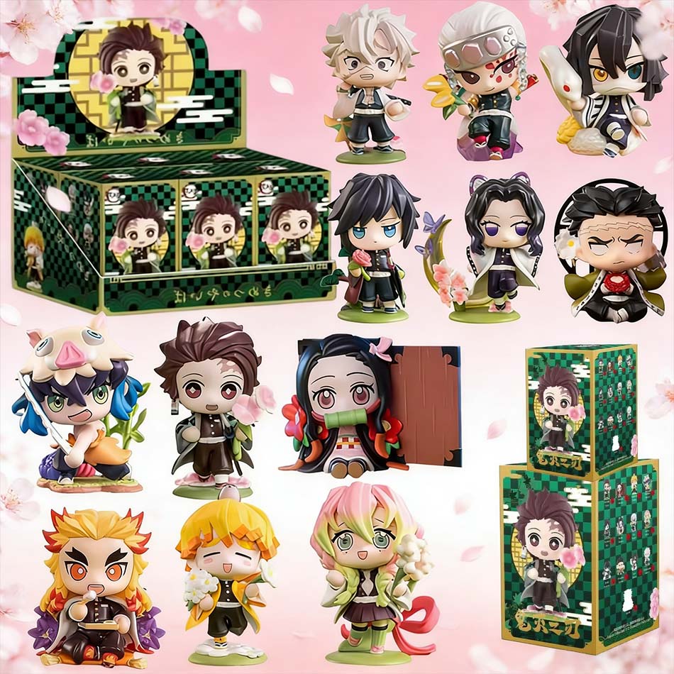 Demon Slayer Tanjiro Kamado Nezuko Anime Cartoon Figure Model Creative Personalized Statue Model Ornament Surprise Gift Box