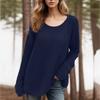 Women's Fashion Loose Lazy Style Round Neck Solid Color Long Sleeve Knitted Sweater