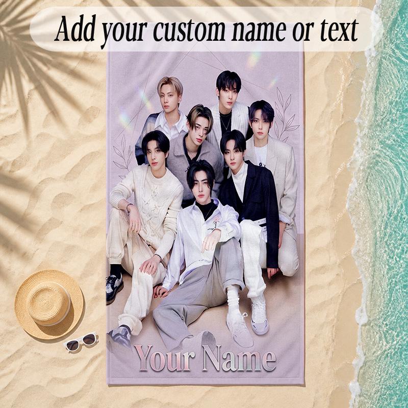 Beach TowelENHYPEN Custom Name Text Personalized Soft Towel for Beach Pool Indoor Home Decor Gift
