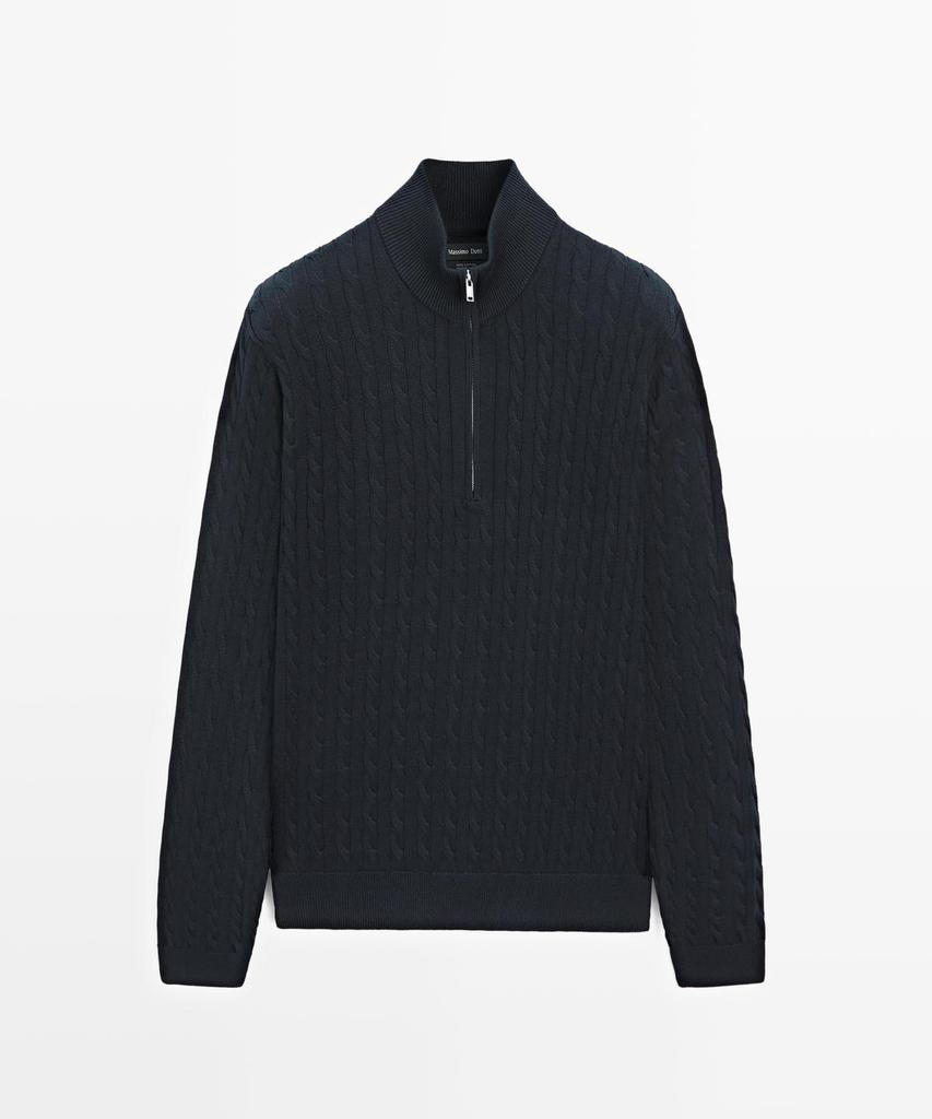Masimodutti Zipper Detail Turtleneck Knit Sweater