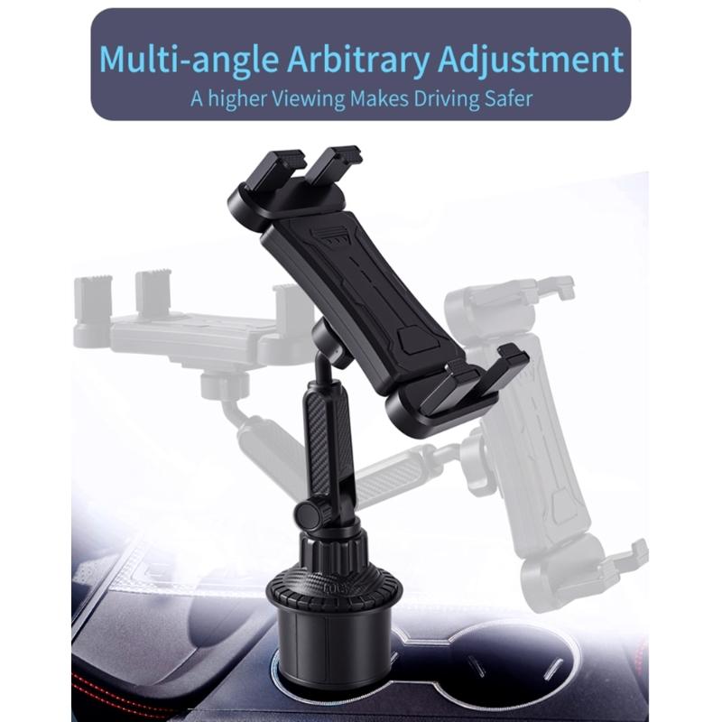 Adjustable Vehicle Cup Holder Mount For Smartphones And Tablets Up To 17inches With Secure Spring Clip