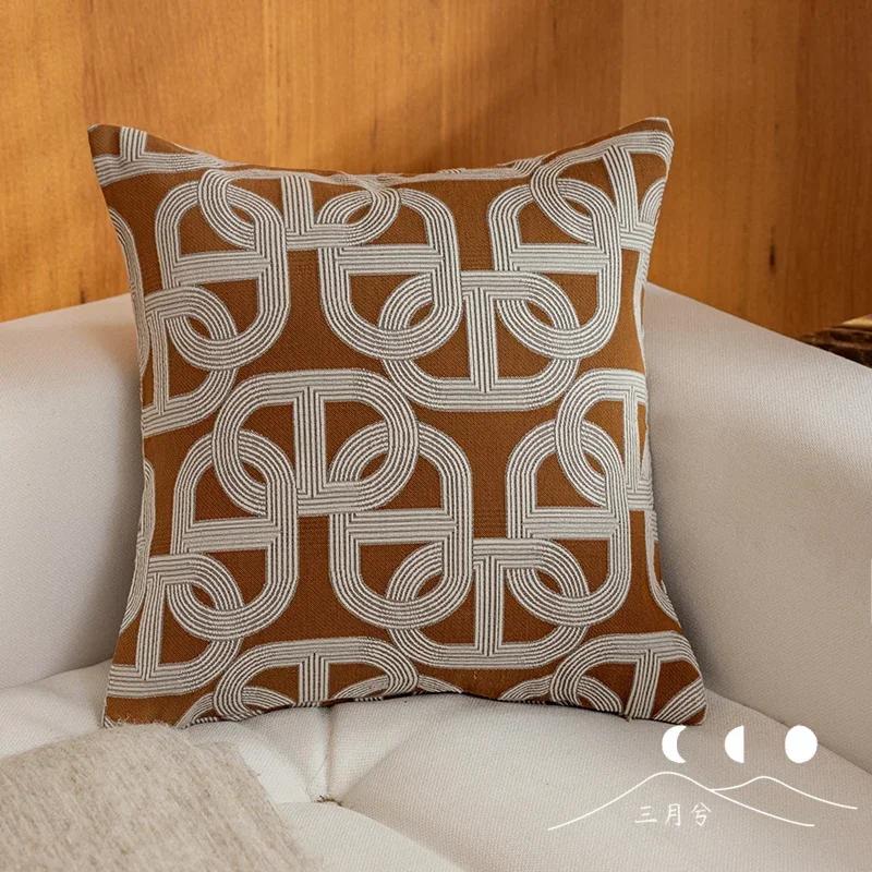 Light Luxury Sofa Pillow Cover New Chinese Modern Minimalist Model Room Decoration Pillow Backrest Headboard Cushion Cover