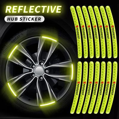 Car Wheel Reflective Strip Car Motorcycle Wheel Reflective Sticker For Peugeot 206 207 307 3008 2008 308 407 408 508 301 208 RCZ