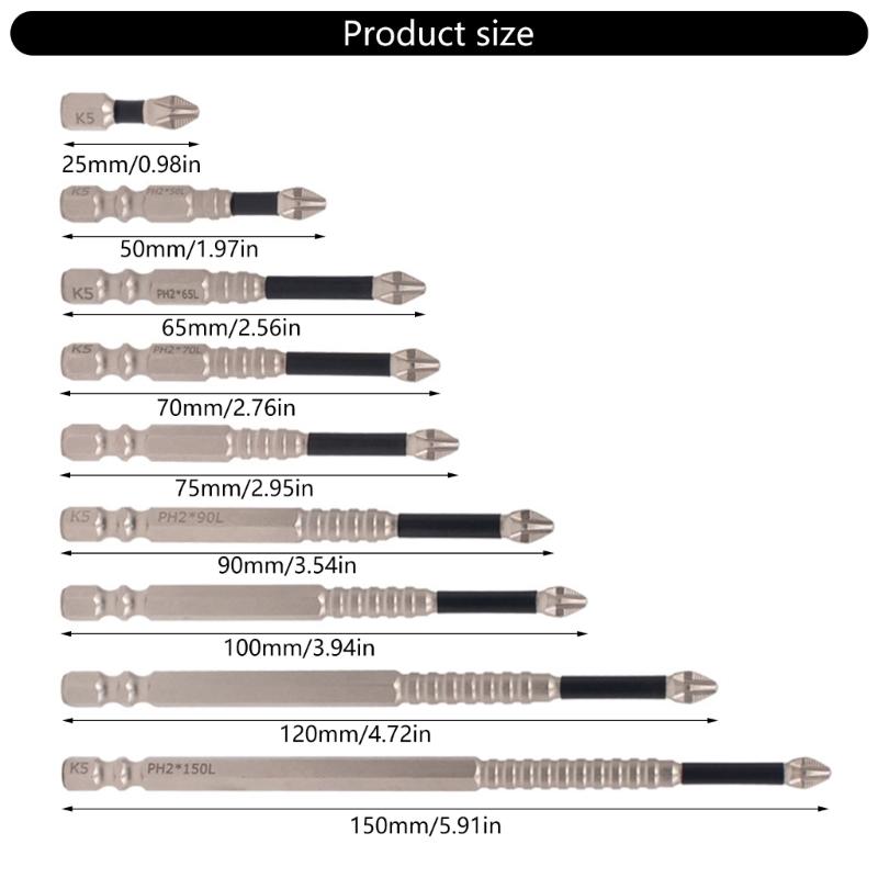 Reliable 9Piece High Magnetic Screwdriver Drill Bit for Efficient and Stable Operations, Ranging from 25-150mm Drill