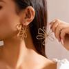 IngeSight.Z Vintage Gold Color Metal Hollow Out Big Flower Stud Earrings for Women Simple Geometric Earrings Party Gift 2026 New