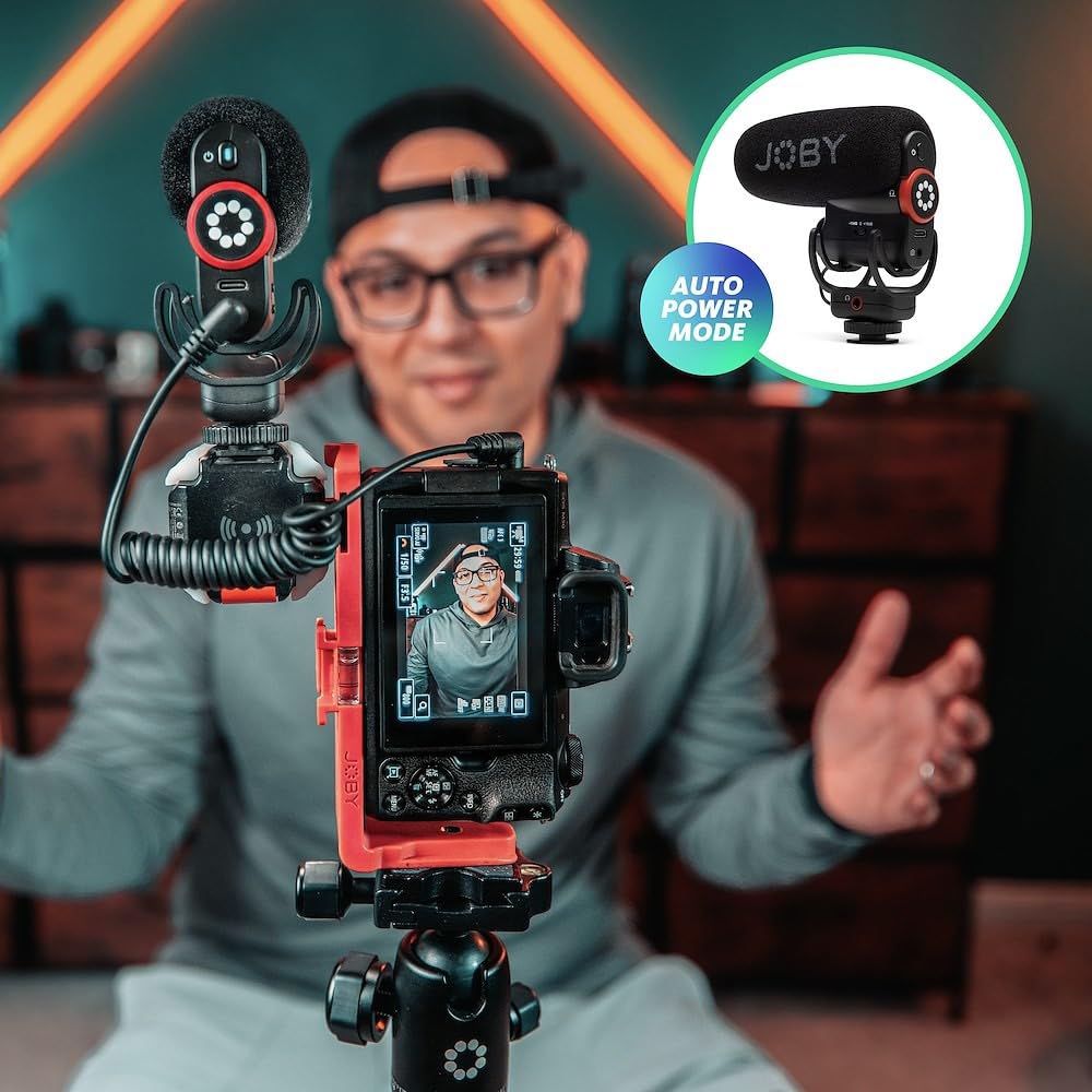 Joby Wavo Plus Microphone for and TikTok On-Camera Vlogging, YouTube, (JB01734-BWW)