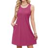 Women's Casual Fashion Breathable Solid Color Vest Dress With Pockets