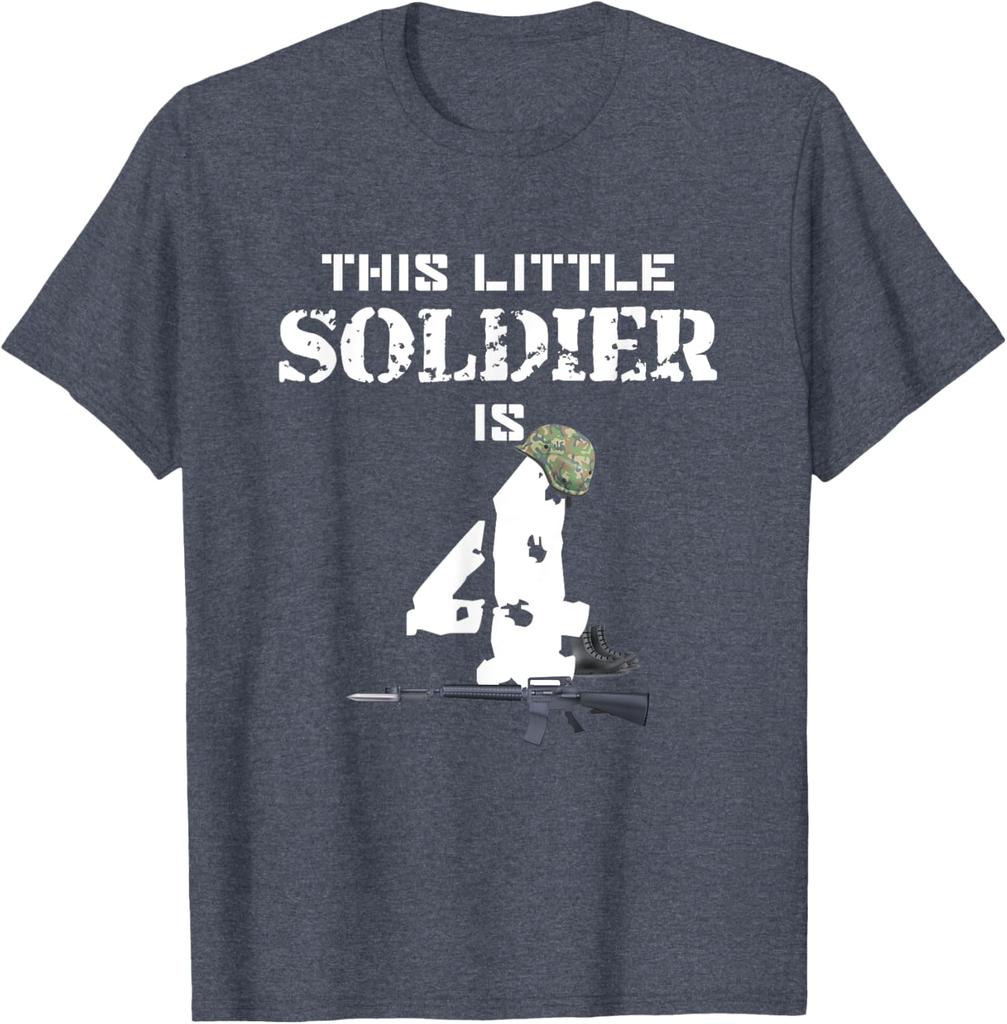 This Little Soldier Is 4th Birthday Military Camo Graphic Tee Kids Casual Cotton TShirt