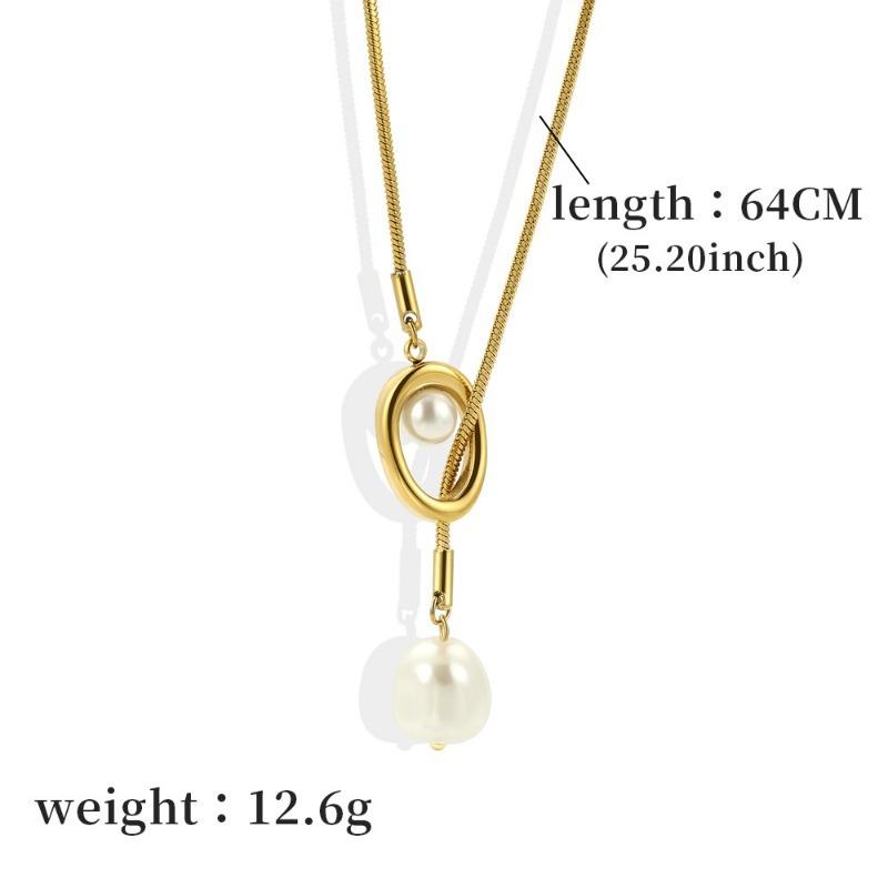 Women Simple Long Tassel Pearl Pendant Necklace Luxury Adjustable Sweater Chain